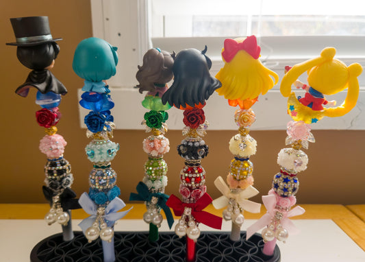 Moon Girl Beaded Pens, Anime Character Pen, Kawaii Handmade Pen