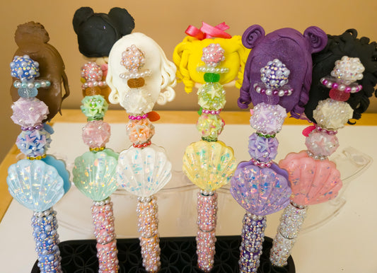 Mermaid Beaded Pens, Clay Flat Back