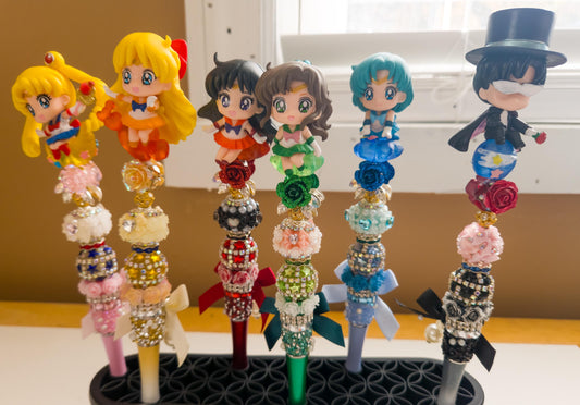 Moon Girl Beaded Pens, Anime Character Pen, Kawaii Handmade Pen